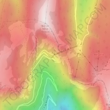 Topografische Karte Col de Rousset, Höhe, Relief
