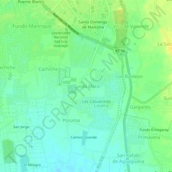 Topografische Karte Fundo Mara, Höhe, Relief