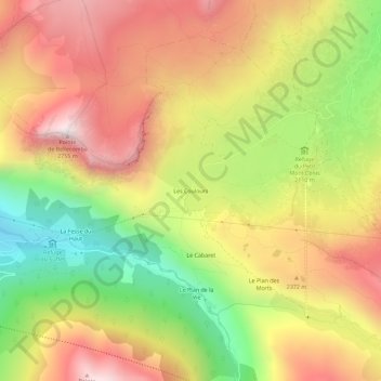 Topografische Karte Les Coulours, Höhe, Relief