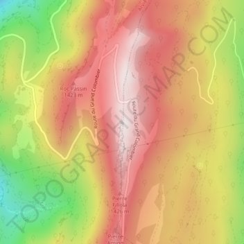 Topografische Karte Grand Colombier, Höhe, Relief
