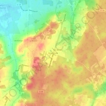 Topografische Karte Fausse Porée, Höhe, Relief