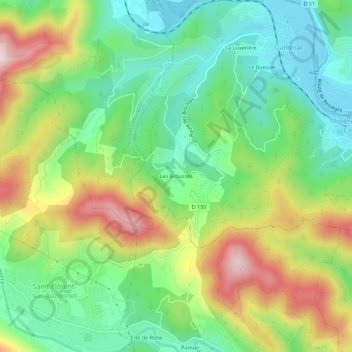 Topografische Karte Les Brousses, Höhe, Relief