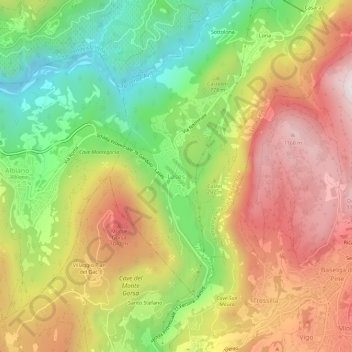 Topografische Karte Lases, Höhe, Relief