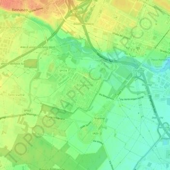 Topografische Karte Borgaretto, Höhe, Relief