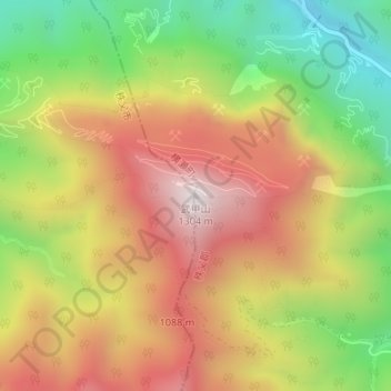 Topografische Karte Mt. Buko, Höhe, Relief