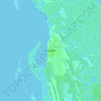 Topografische Karte Niodior, Höhe, Relief