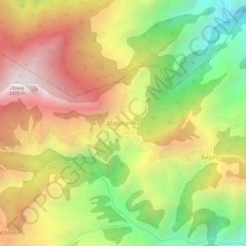 Topografische Karte Madmanley, Höhe, Relief