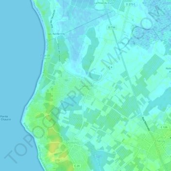 Topografische Karte Chaucre, Höhe, Relief