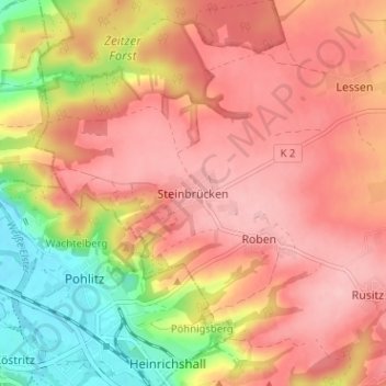 Topografische Karte Steinbrücken, Höhe, Relief