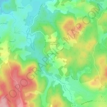 Topografische Karte La Coupe Lyonnet, Höhe, Relief