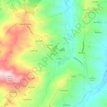 Topografische Karte Urzano, Höhe, Relief