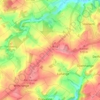 Topografische Karte Antoniushof, Höhe, Relief