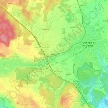 Topografische Karte Gindlkofen, Höhe, Relief