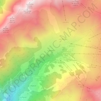 Topografische Karte Colombe, Höhe, Relief