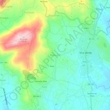 Topografische Karte Barbudo, Höhe, Relief