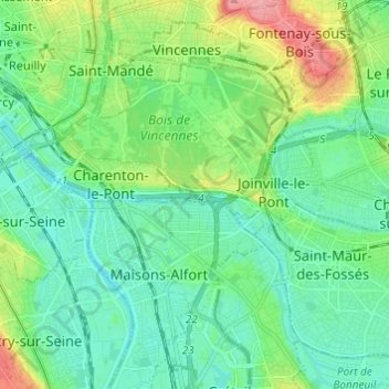 Topografische Karte Saint-Maurice, Höhe, Relief