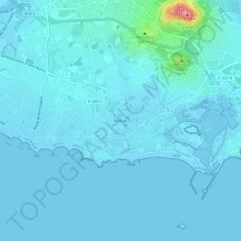 Topografische Karte Malfato, Höhe, Relief