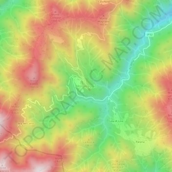 Topografische Karte Montereggio, Höhe, Relief