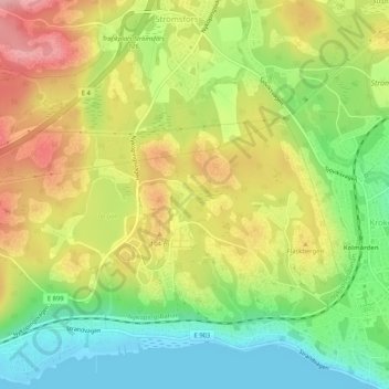 Topografische Karte Porsgatan, Höhe, Relief