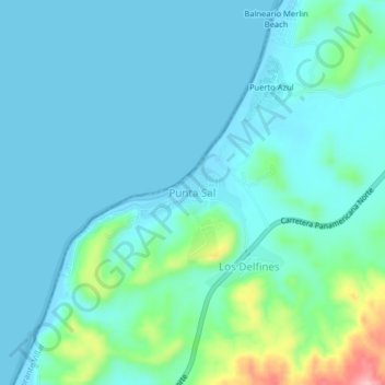 Topografische Karte Punta Sal, Höhe, Relief