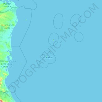 Topografische Karte San Andrés y Providencia, Höhe, Relief