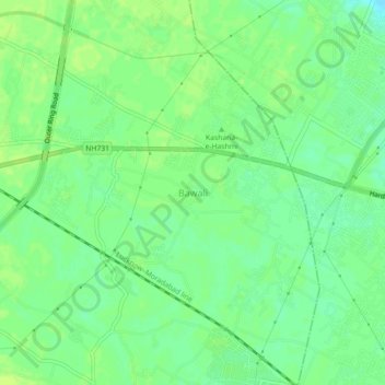 Topografische Karte Bawali, Höhe, Relief