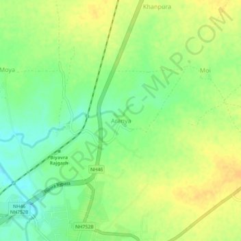 Topografische Karte Aranya, Höhe, Relief