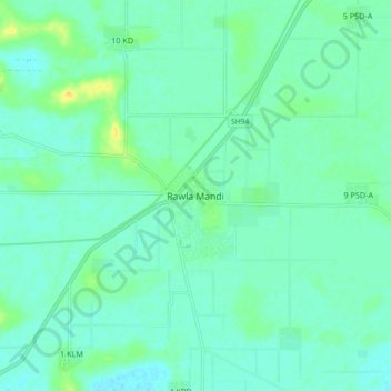 Topografische Karte Rawla Mandi, Höhe, Relief