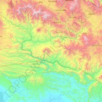 Topografische Karte Karimui District, Höhe, Relief