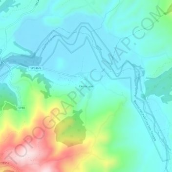 Topografische Karte Cerrocupo, Höhe, Relief