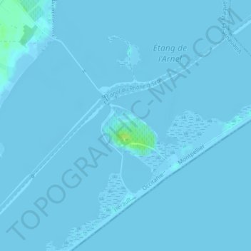 Topografische Karte Maguelone, Höhe, Relief