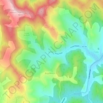 Topografische Karte Șerpeni, Höhe, Relief