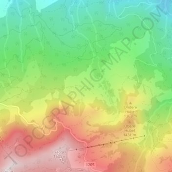 Topografische Karte Fettbad, Höhe, Relief