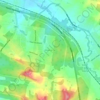 Topografische Karte Dillans Scrub, Höhe, Relief