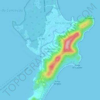 Topografische Karte Fortaleza da Barra, Höhe, Relief
