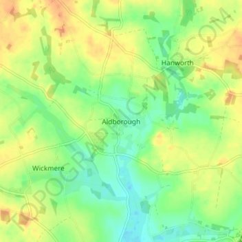 Topografische Karte Aldborough, Höhe, Relief