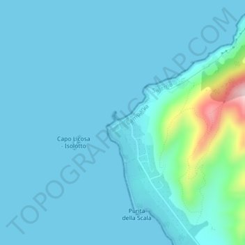 Topografische Karte Punta Licosa, Höhe, Relief