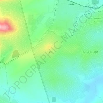 Topografische Karte Dan, Höhe, Relief