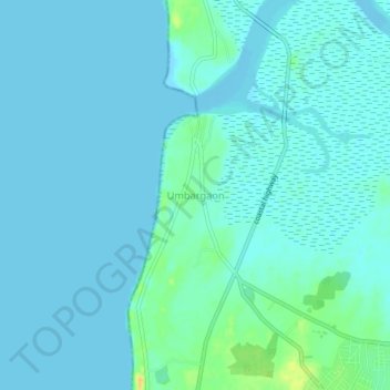 Topografische Karte Umbargaon, Höhe, Relief