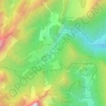 Topografische Karte Les Pellas, Höhe, Relief