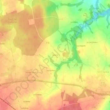 Topografische Karte Loiserie, Höhe, Relief
