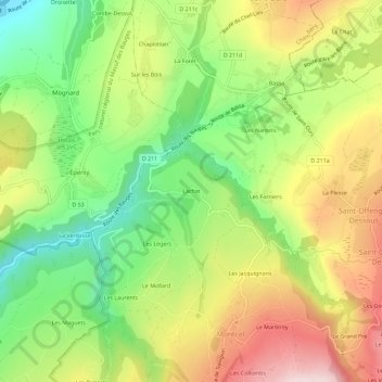 Topografische Karte Lachat, Höhe, Relief
