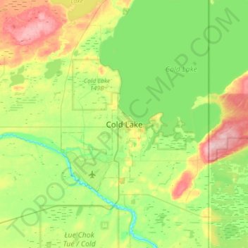 Topografische Karte Cold Lake, Höhe, Relief
