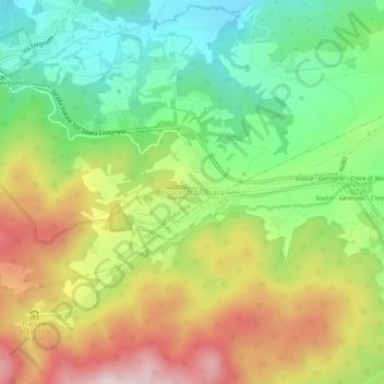 Topografische Karte Croce di Magara, Höhe, Relief