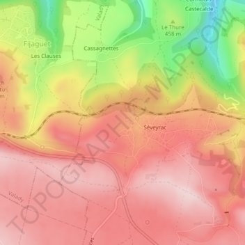 Topografische Karte La Carnicousie, Höhe, Relief