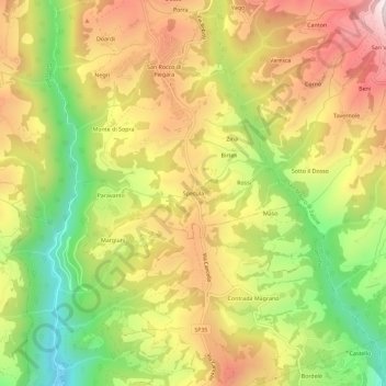 Topografische Karte Specula, Höhe, Relief