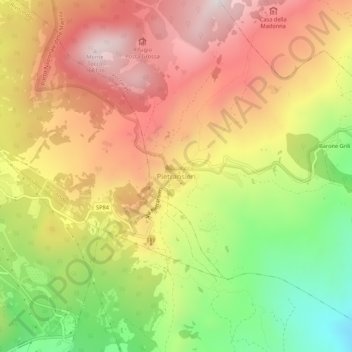 Topografische Karte Pietransieri, Höhe, Relief