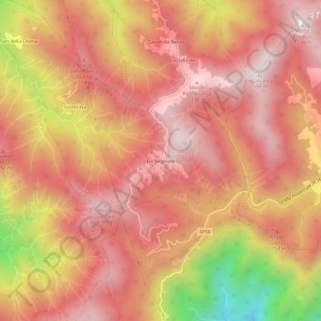 Topografische Karte Barbagelata, Höhe, Relief