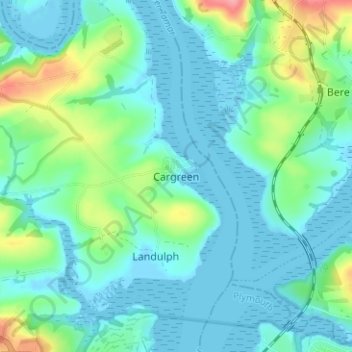 Topografische Karte Cargreen, Höhe, Relief