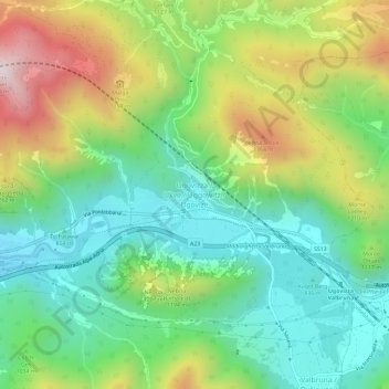 Topografische Karte Uggowitz, Höhe, Relief